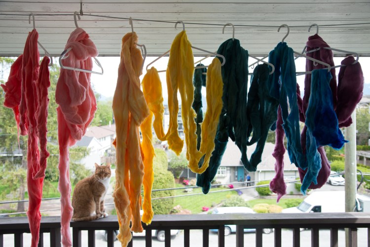 Hand dyed wool waiting to be spun