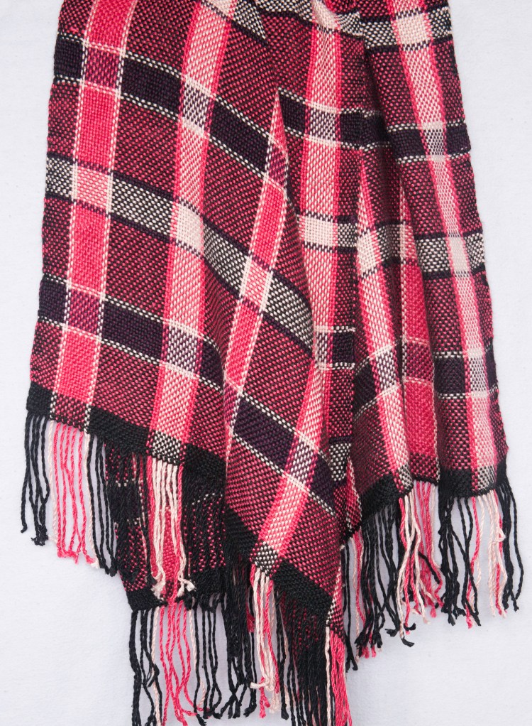 Pink purple and black bamboo silk shawl