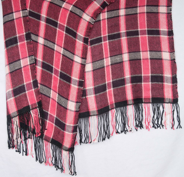 Pink purple and black bamboo silk shawl